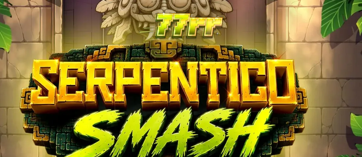 Cena de jogo do slot Serpentico Smash com temática asteca e grade de símbolos em cascata.